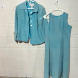 Silkyy blue dress with matching k jacket